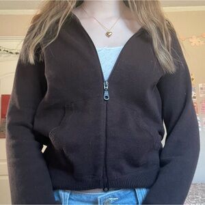 Vintage Brown Zip-Up Sweater/Jacket